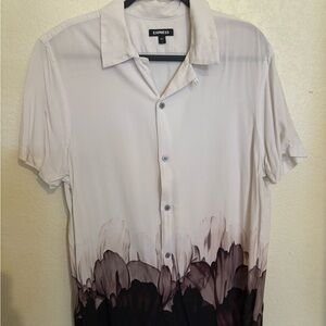 Express Men's Cream and Black Gradient Shirt